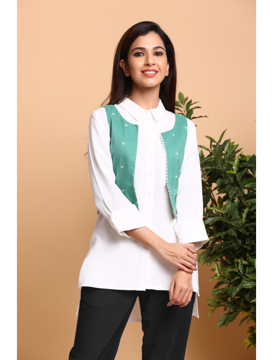 Tarini Shirt with Green Jacket