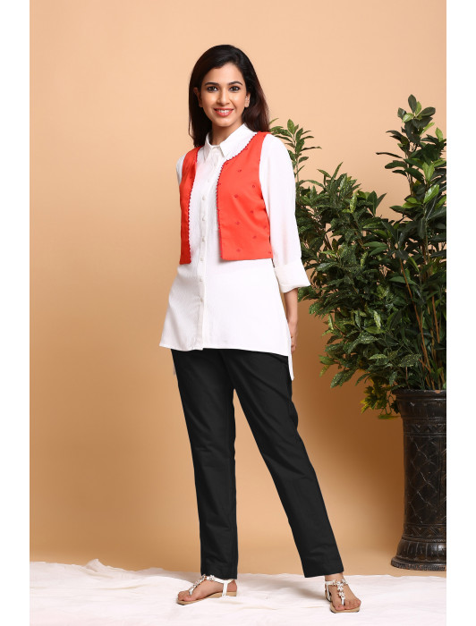 Tarini Shirt With Orange Jacket