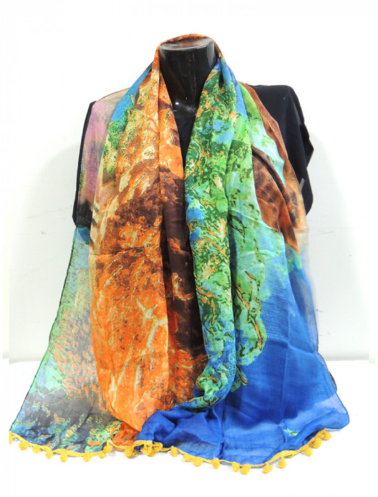 Rayon stoles in alluring & colourful prints with tassles and pom-poms