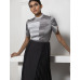 GREY MONOTONE COLOUR BLOCK GOWN WITH PINTUCK SKIRT DETAILS