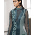 GREEN MONOTONE PINTUCK COLLAR GOWN WITH ORGANZA SHEER DETAILS