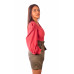 Red Puff Coral Top With Rusty Golden Paper Bag Shorts 