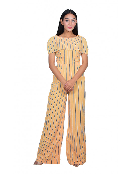 Mustard Stripes Long Jumpsuit