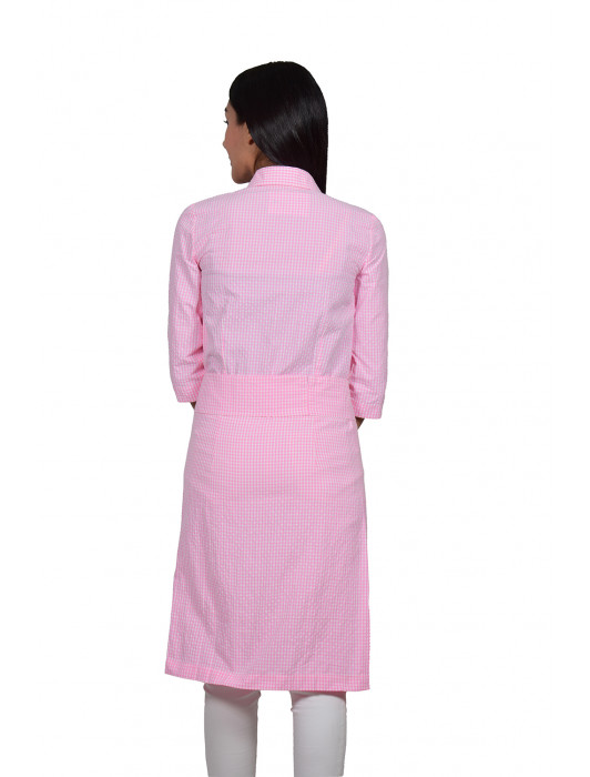 Shirt Style Pink Shrug With Belt.